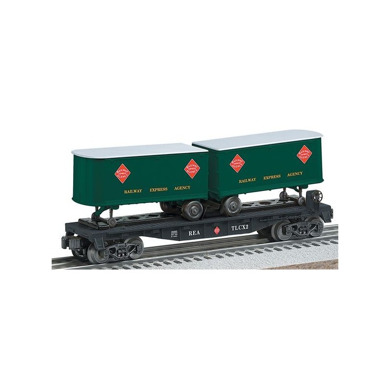 LIONEL 26065 RAILWAY EXPRESS AGENCY FLATCAR WITH PIGGYBACK TRAILERS