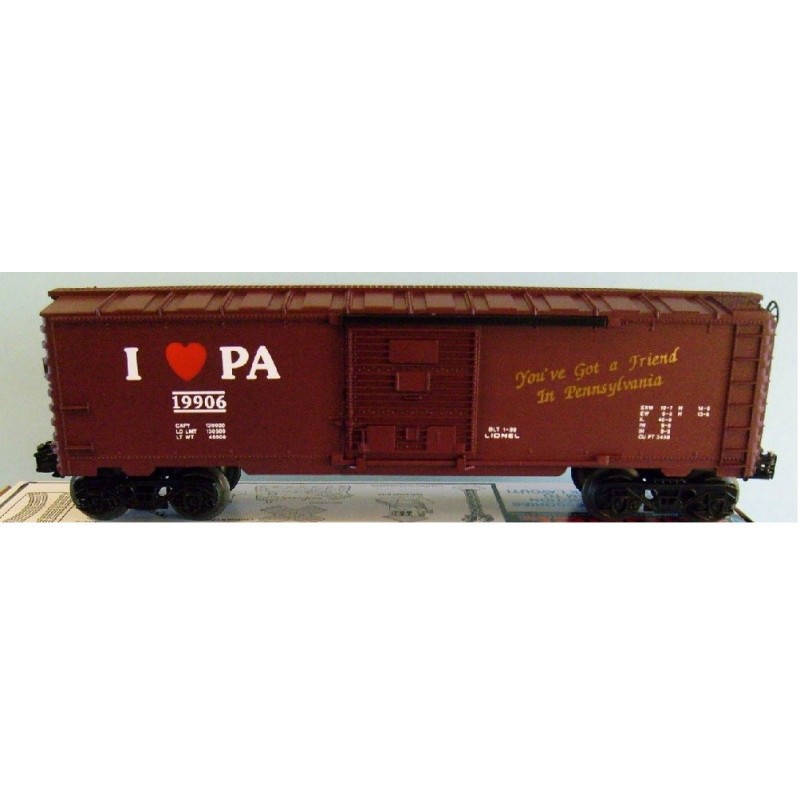 Lionel 6-19906 I Love Pennsylvania Boxcar O Gauge