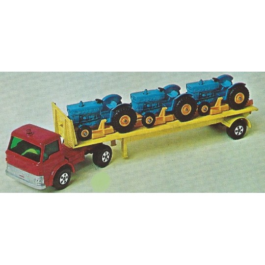 MATCHBOX K-20 FORD TRACTOR TRANSPORTER WITH THREE TRACTORS