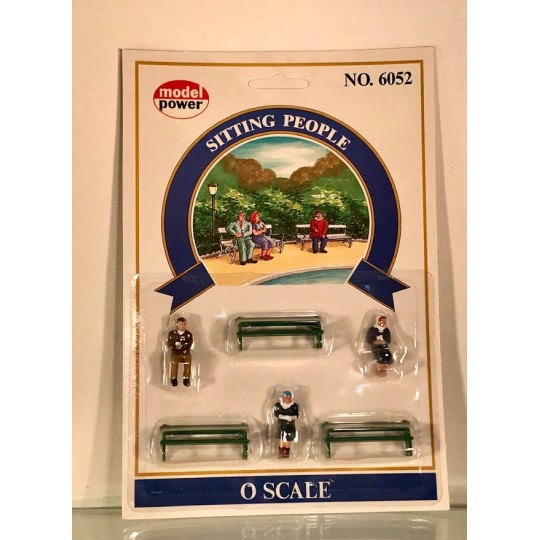 MODEL POWER 6052 SITTING FIGURES WITH PARK BENCHES O GAUGE