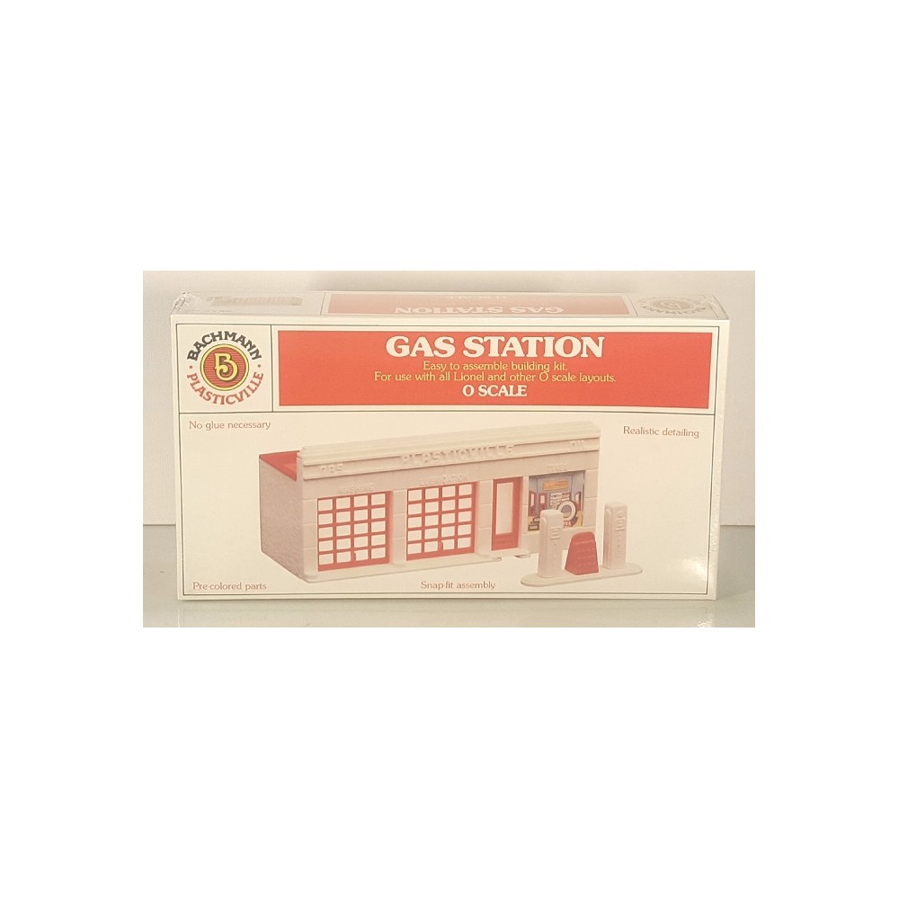 Plasticville Small Gas Station Red Front Door No Glue O-S Scale 