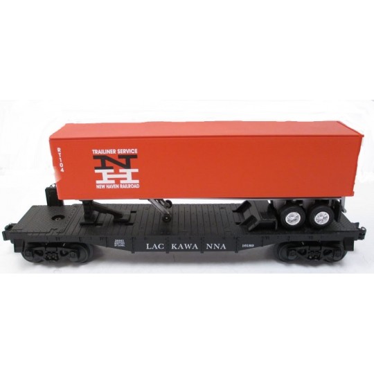 LIONEL 26003 LACKAWANNA FLATCAR WITH NEW HAVEN TRAILER