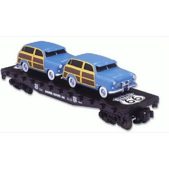 LIONEL 17559 ROUTE 66 FLATCAR WITH 2 WAGONS STANDARD O