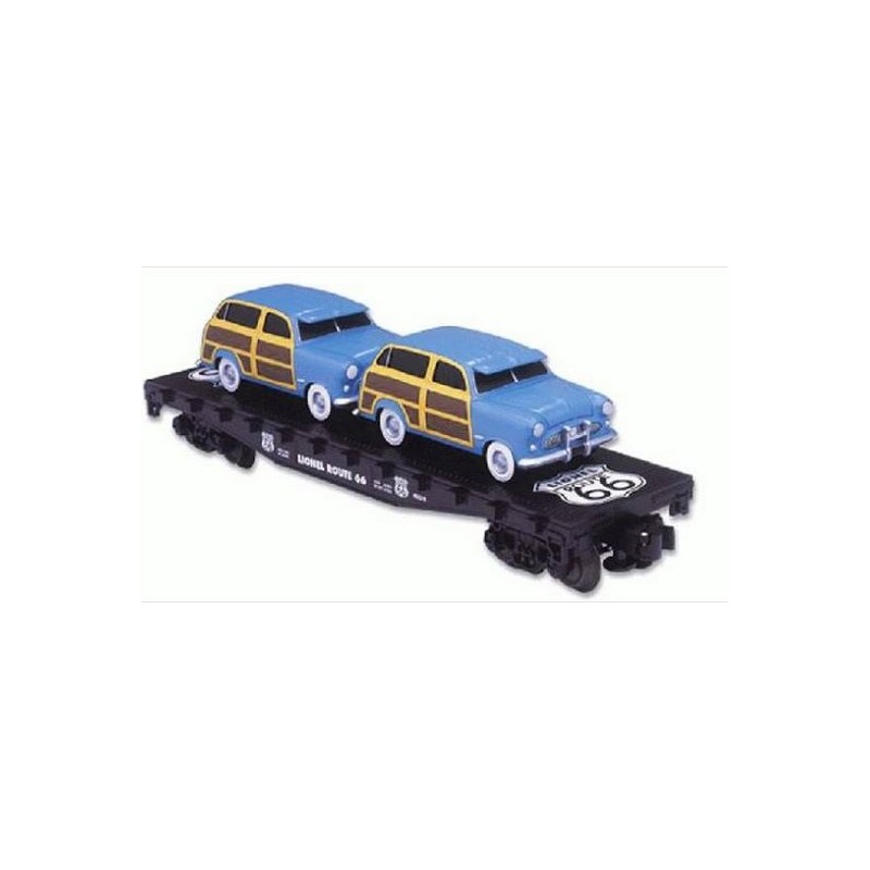 LIONEL 17559 ROUTE 66 FLATCAR WITH 2 WAGONS STANDARD O