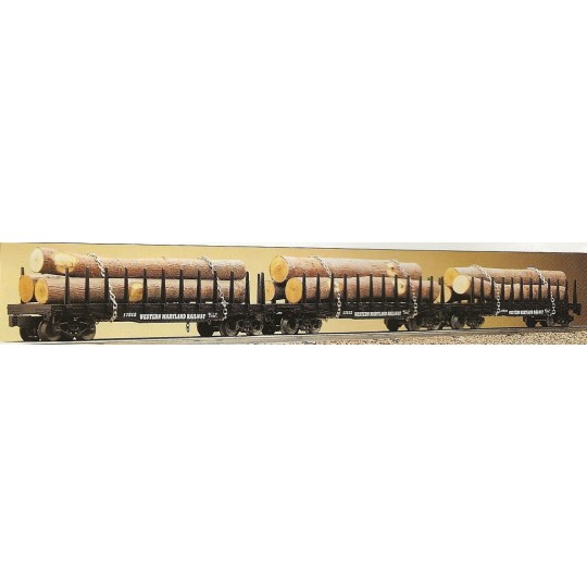 LIONEL 17511 WESTERN MARYLAND FLATCARS WITH LOGS SET OF 3