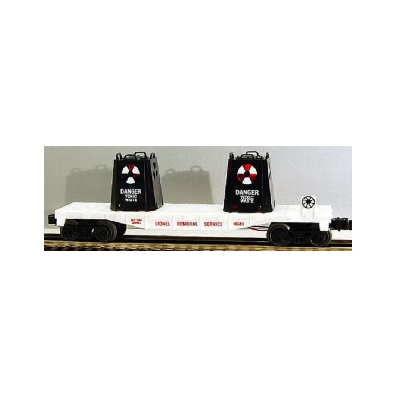 LIONEL 16689 TOXIC WASTE FLATCAR WITH ILLUMINATED CONTAINERS