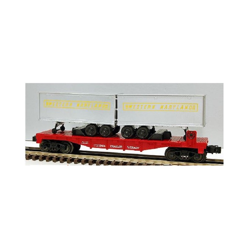 LIONEL 19404 TRAILER TRAIN FLATCAR WITH TRAILERS