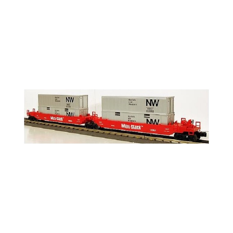 LIONEL 16360 NORFOLK AND WESTERN MAXI-STACK FLATCAR WITH CONTAINER
