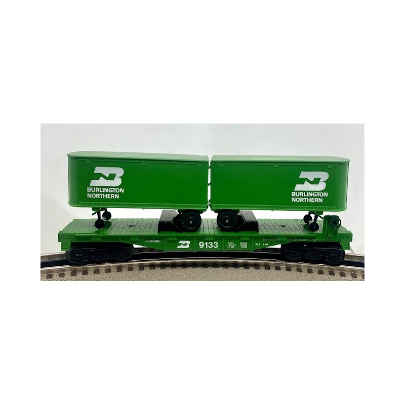 LIONEL 6-9133 BURLINGTON NORTHERN FLATCAR WITH TRAILER