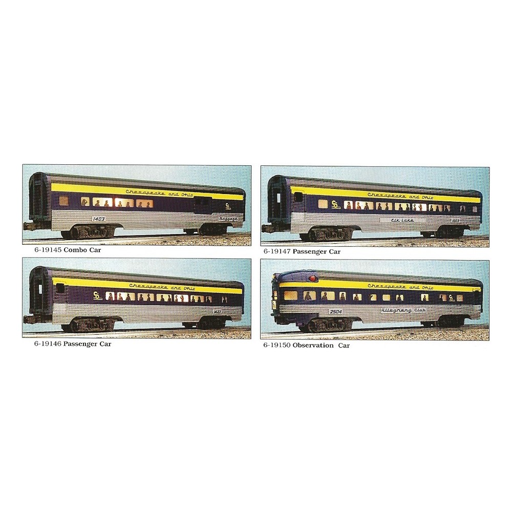 CHESAPEAKE AND OHIO STREAMLINED PASSENGER CAR SET 4 PACK