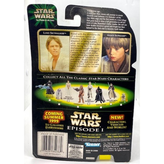 KENNER STAR WARS THE POWER OF THE FORCE LUKE SKYWALKER ACTION FIGURE WITH EPISODE 1 FLASHBACK PHOTO