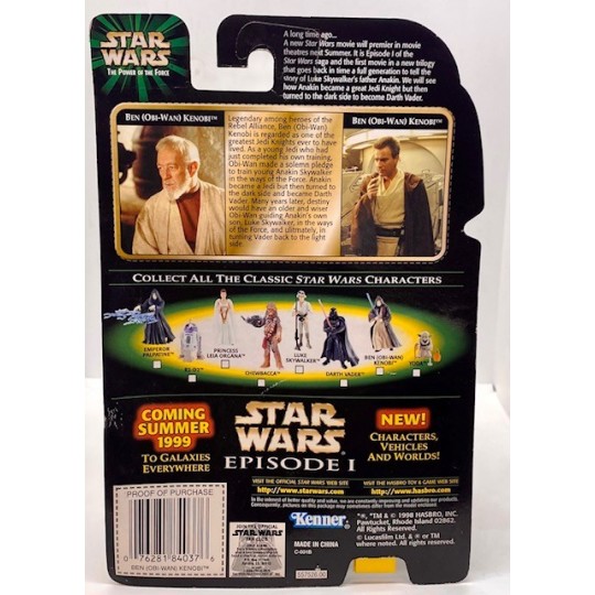 KENNER STAR WARS THE POWER OF THE FORCE BEN (OBI-WAN) KENOBI ACTION FIGURE WITH EPISODE 1 FLASHBACK PHOTO