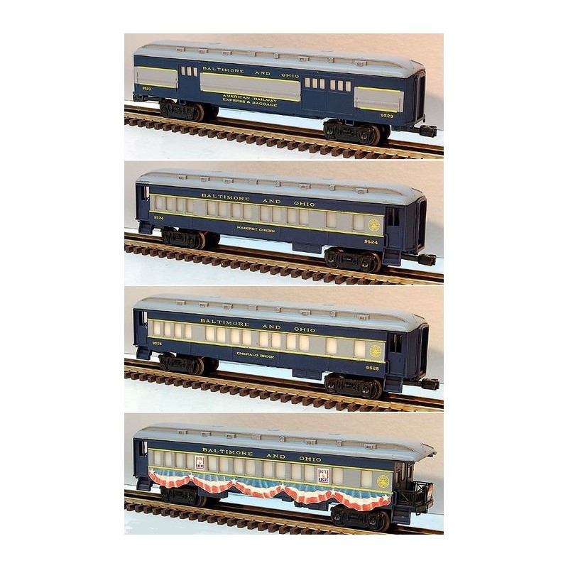 LIONEL 6-9523, 6-9524, 6-9525 AND 6-9529 BALTIMORE AND OHIO 4 CAR PASSENGER CARS SET