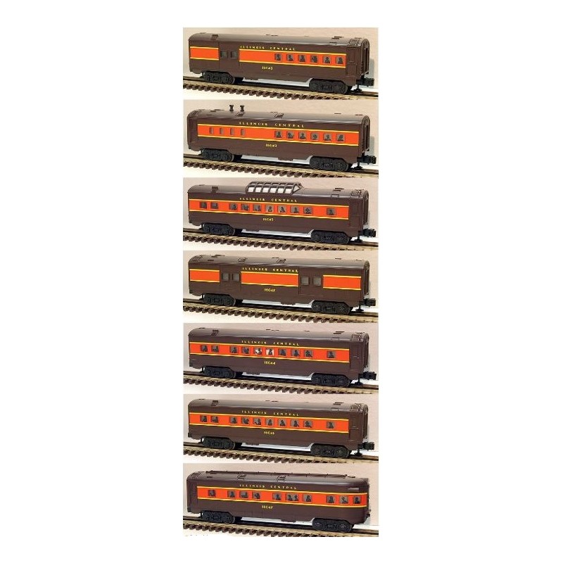 LIONEL 16042 THRU 16049 WITH 16093 ILLINOIS CENTRAL 8 CAR PASSENGER CARS SET