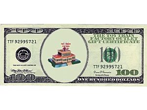 TOY TRAIN FACTORY OUTLET $100.00 Gift Certificate
