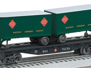 LIONEL 26065 RAILWAY EXPRESS AGENCY FLATCAR WITH PIGGYBACK TRAILERS