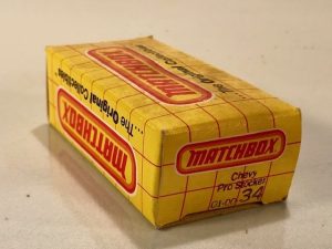 MATCHBOX 34 CHEVY PRO STOCKER CAR EMPTY BOX