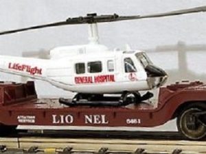 LIONEL 16968 DEPRESSED CENTER FLATCAR WITH ERTL HELICOPTER