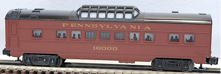 LIONEL 16000 PENNSYLVANIA VISTA DOME PASSENGER CAR - O-27