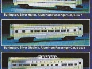LIONEL 6-9576 THRU 9580 WITH 9588 BURLINGTON THE TEXAS ZEPHYR PASSENGER CAR SET