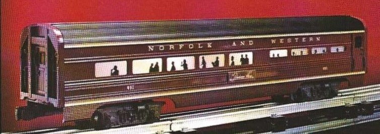 LIONEL 6-7203 WITH 6-9562 THRU 6-9567 NORFOLK AND WESTERN SET OF 7 PASSENGER CARS
